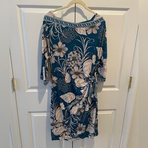 Floral Teal Wrap Dress